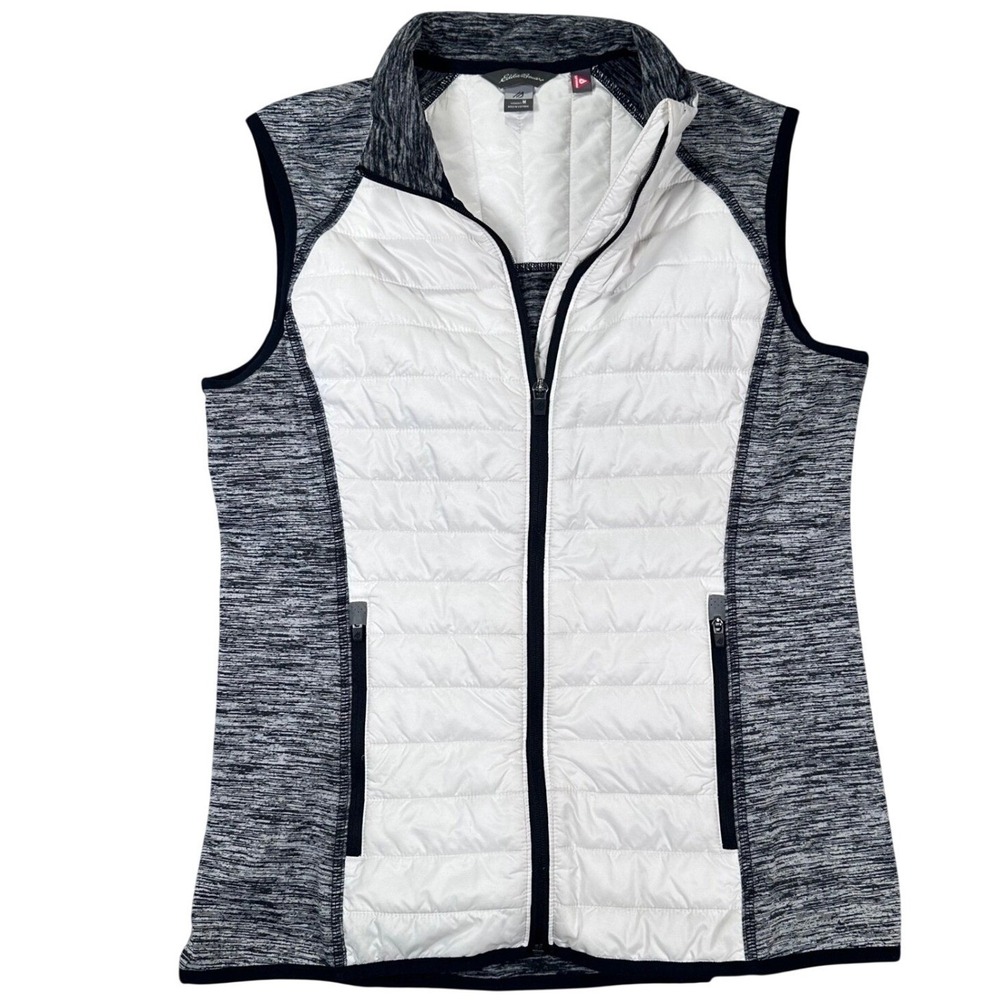 Eddie Bauer Emberlite Hybrid Vest Women Medium White Gray ThermaFill Hiking Gorp